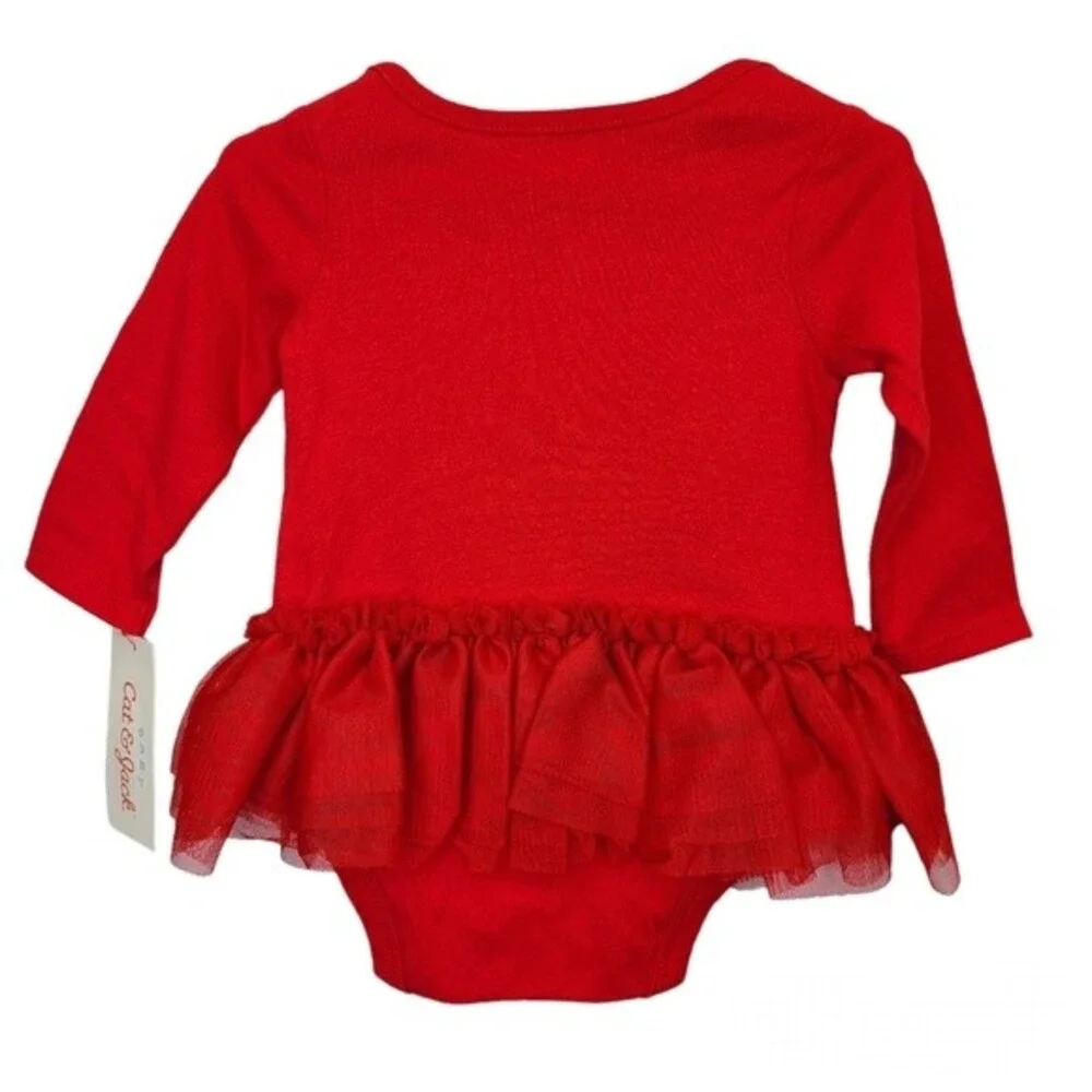 NWT Cat & Jack Baby Christmas Long Sleeve Tutu Onesie 0-3 Months
